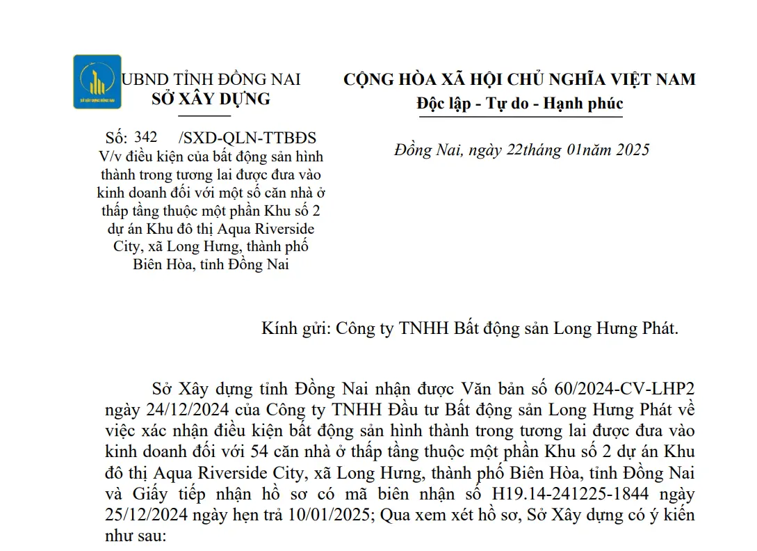 Danh mục pháp lý Aqua City